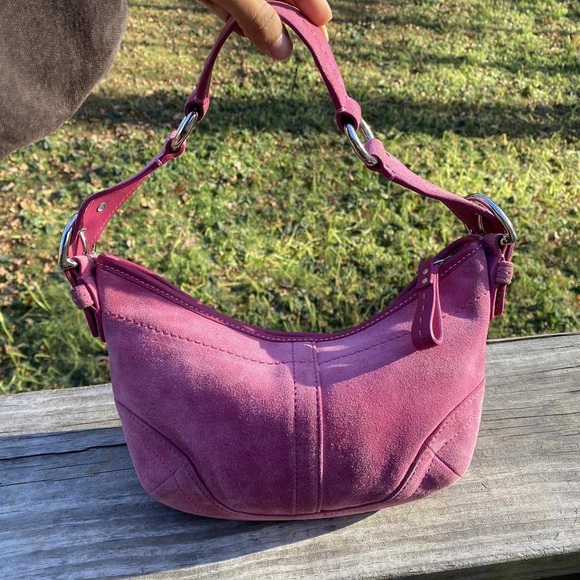 Coach Magenta Suede Shoulder Bag - Picture 2 of 4